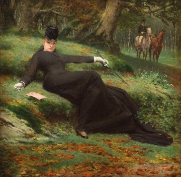 Rendez vous in the Bois de Boulogne Jan van Beers woman Peinture à l'huile